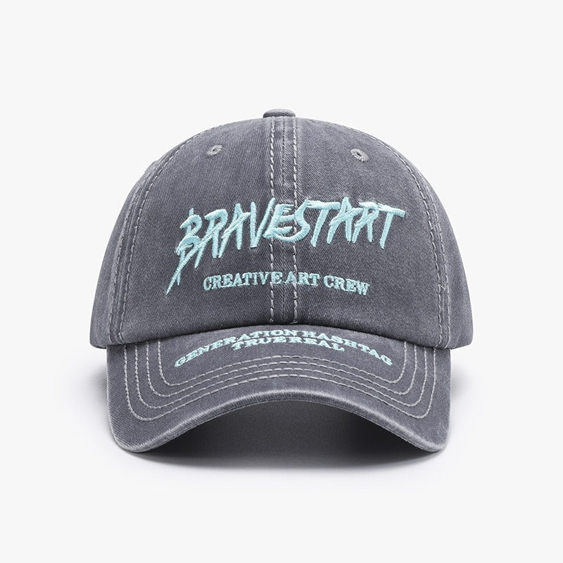 Fashionable Outdoor Versatile Curved Brim Letter Embroidery Men's Flat Tongue Hat Show Face Small Washed Women's Simple Baseball Hat Fashion V.I.P Digital Presence
