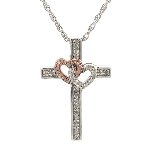 .11ct Cross Religious Pendant Sterling Silver 10KT Gold Bids.com
