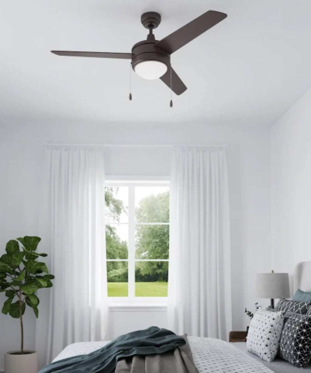 50" Contempo 3-Blade Ceiling Fan Oil Rubbed Bronze Finish with Integrated LED Light LampsUSA