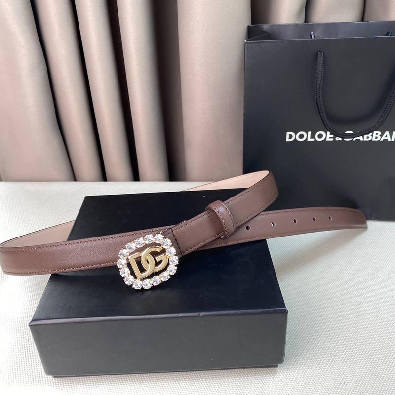 Dolce Gabbana Women Calfskin belt with bejeweled DG logo 'Beige' Banlieue91