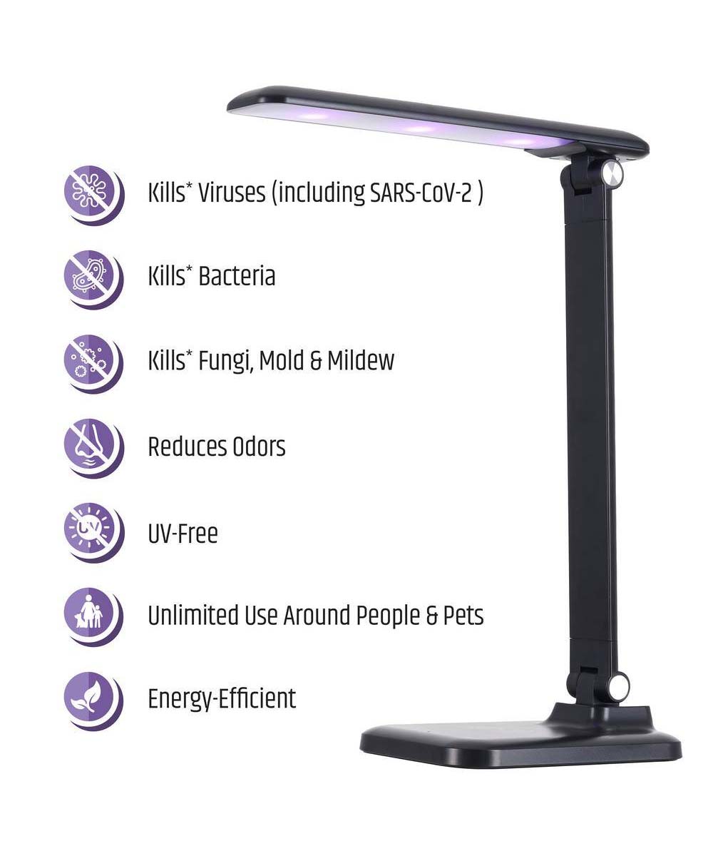 Brilli 15"H Bright-Clean Antimicrobial LED Desk Lamp Matte Black Finish with Wireless Charging LampsUSA