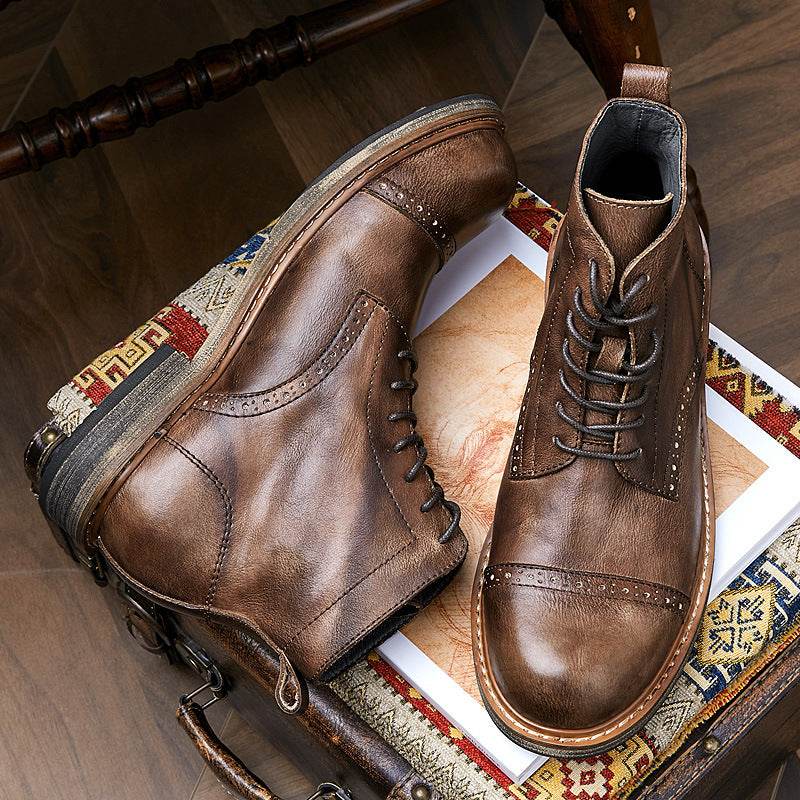 Leather British Martin boots Men's high-top leather shoes