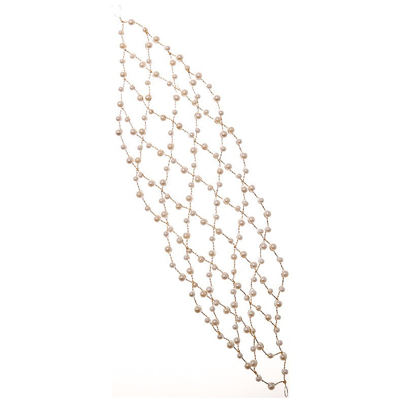 Mesh minimalist pearl hollow headwear