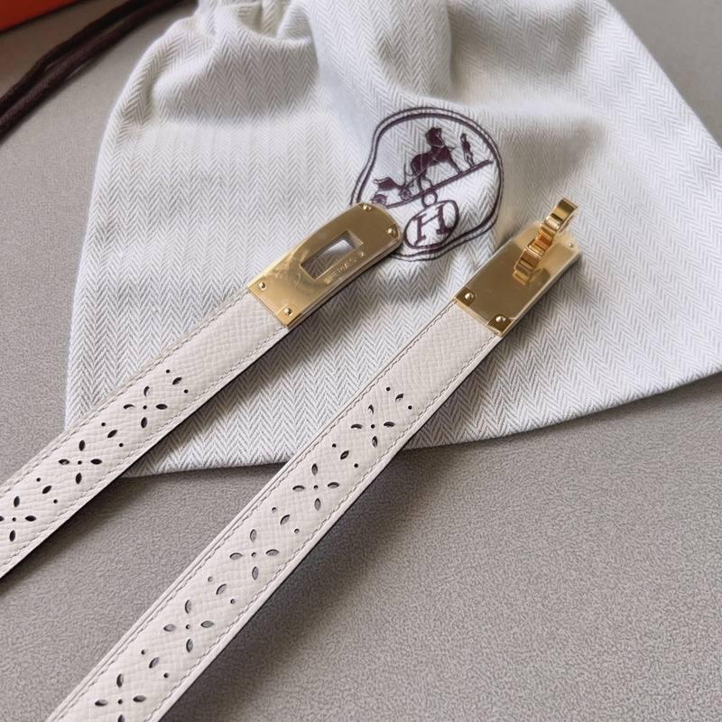 Hermes Men Gold Buckle Belt 'White' Banlieue91