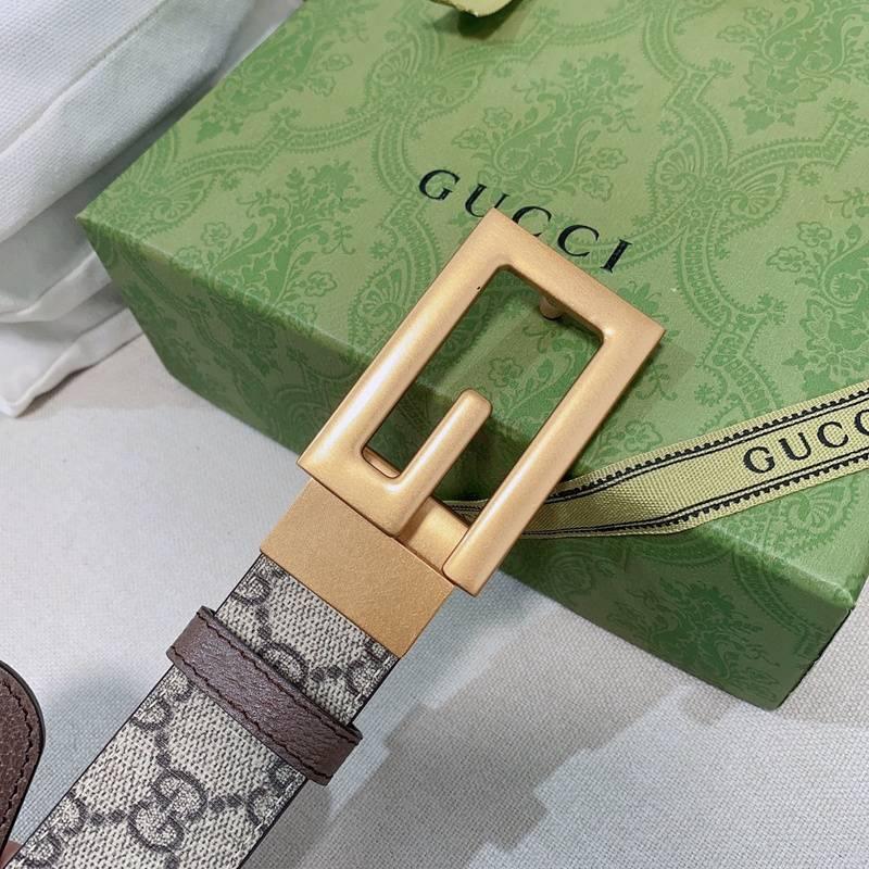 GUCCI Embellished coated-canvas and leather belt 'Grey' Banlieue91