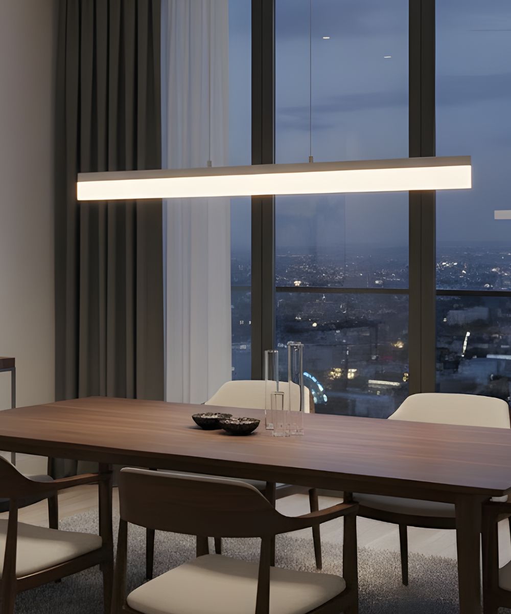 36"W 1-Light Linear Bar Ribbon LED Kitchen Island Light Fixture Brushed Nickel Finish Acrylic Shade LampsUSA