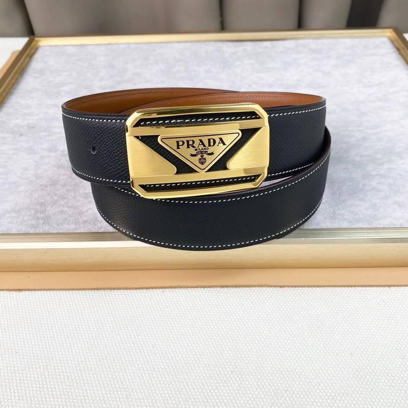 Prada Leather Belt Brushed Golden Buckle 'Black' Banlieue91