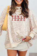 Khaki TEXAS Embroidered Camo Mock Neck Sweatshirt