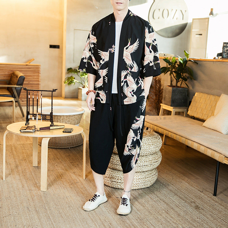 Linen fashion plus size Chinese style suit