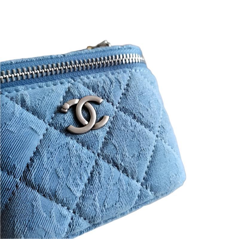 Chanel coco love long vanity case denim Camelia blue SHW Banlieue91