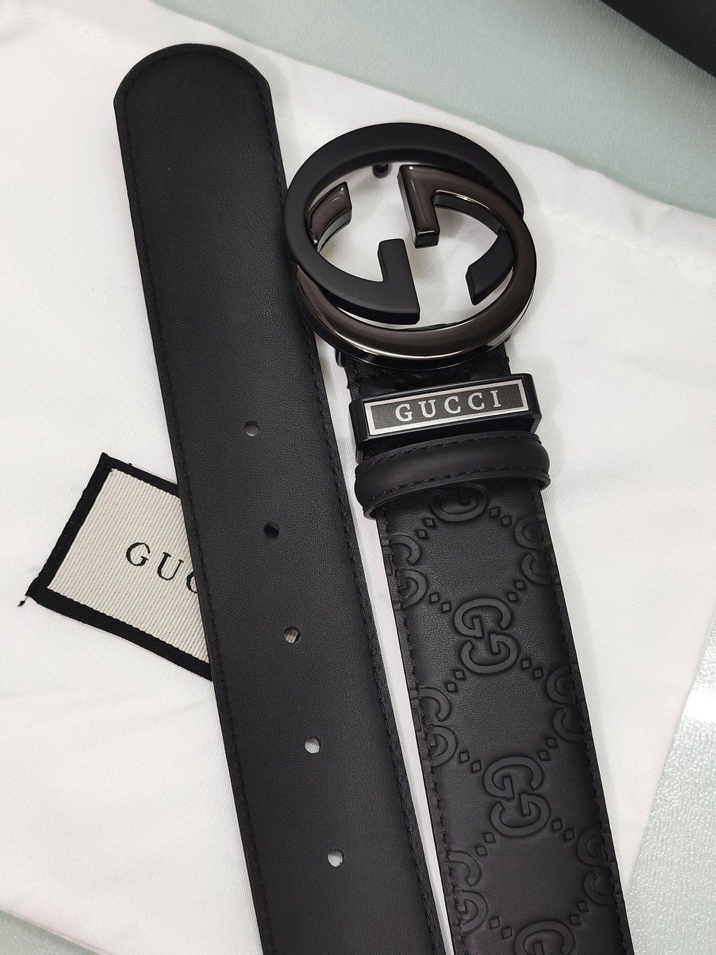GUCCI Embellished coated-canvas and leather belt 'Black' Banlieue91