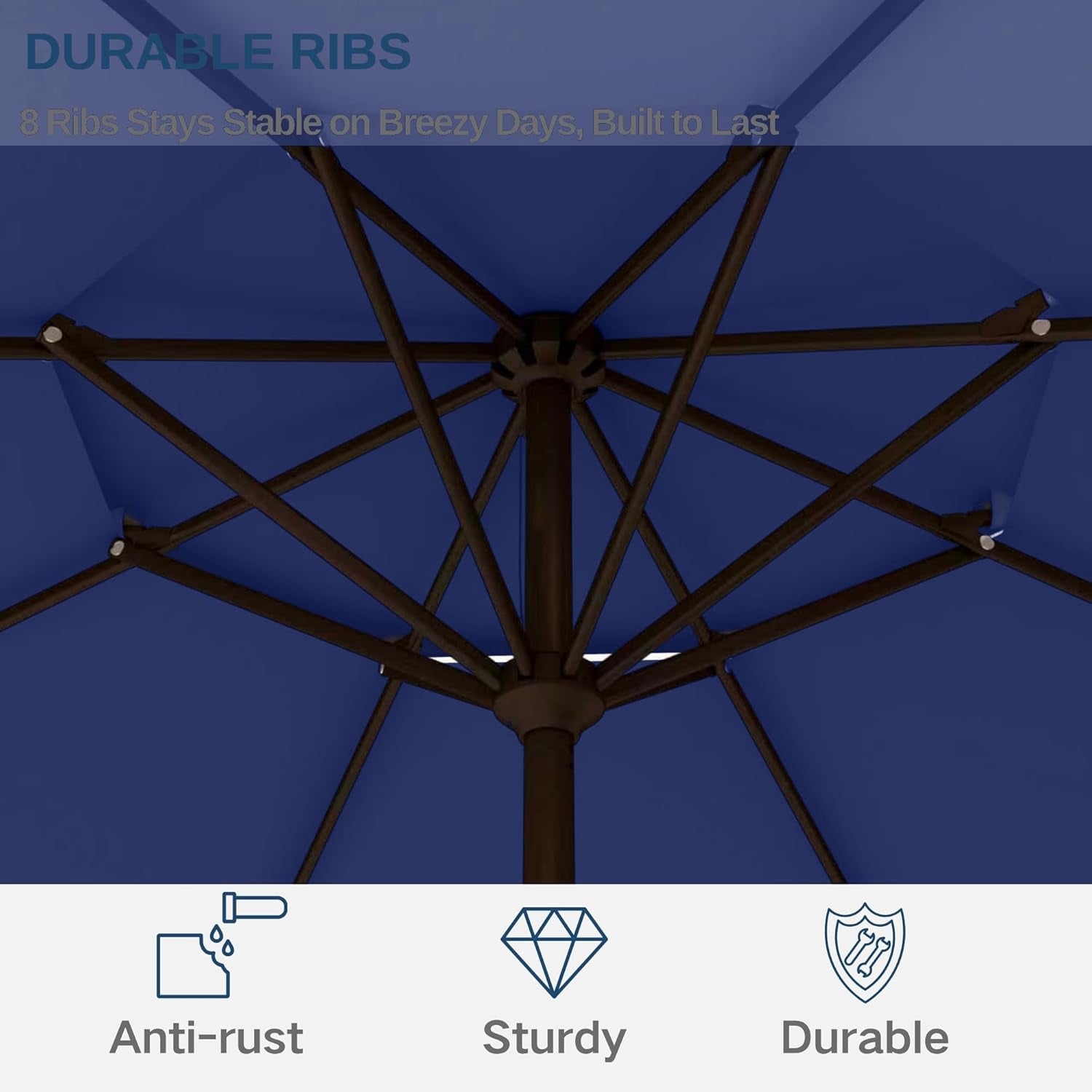 9Foot Navy Weather Resistant Patio Umbrella Tilt Crank