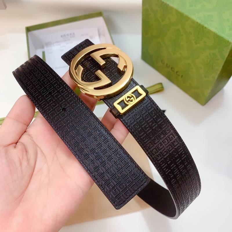 GUCCI Embellished coated-canvas and leather belt 'Black' Banlieue91