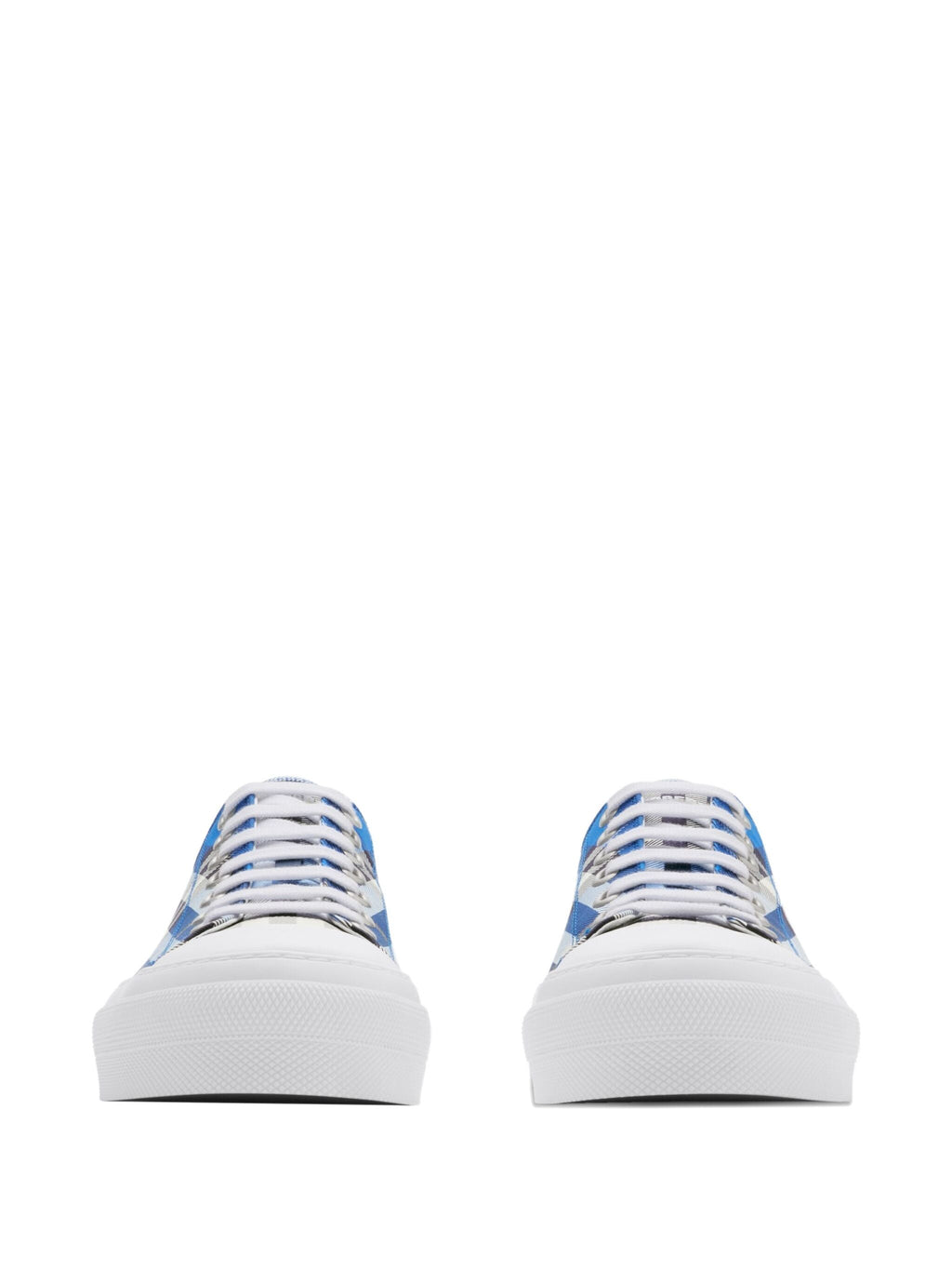 BURBERRY Stylish Cotton Sneakers with Blue Check Pattern for Men Banlieue91