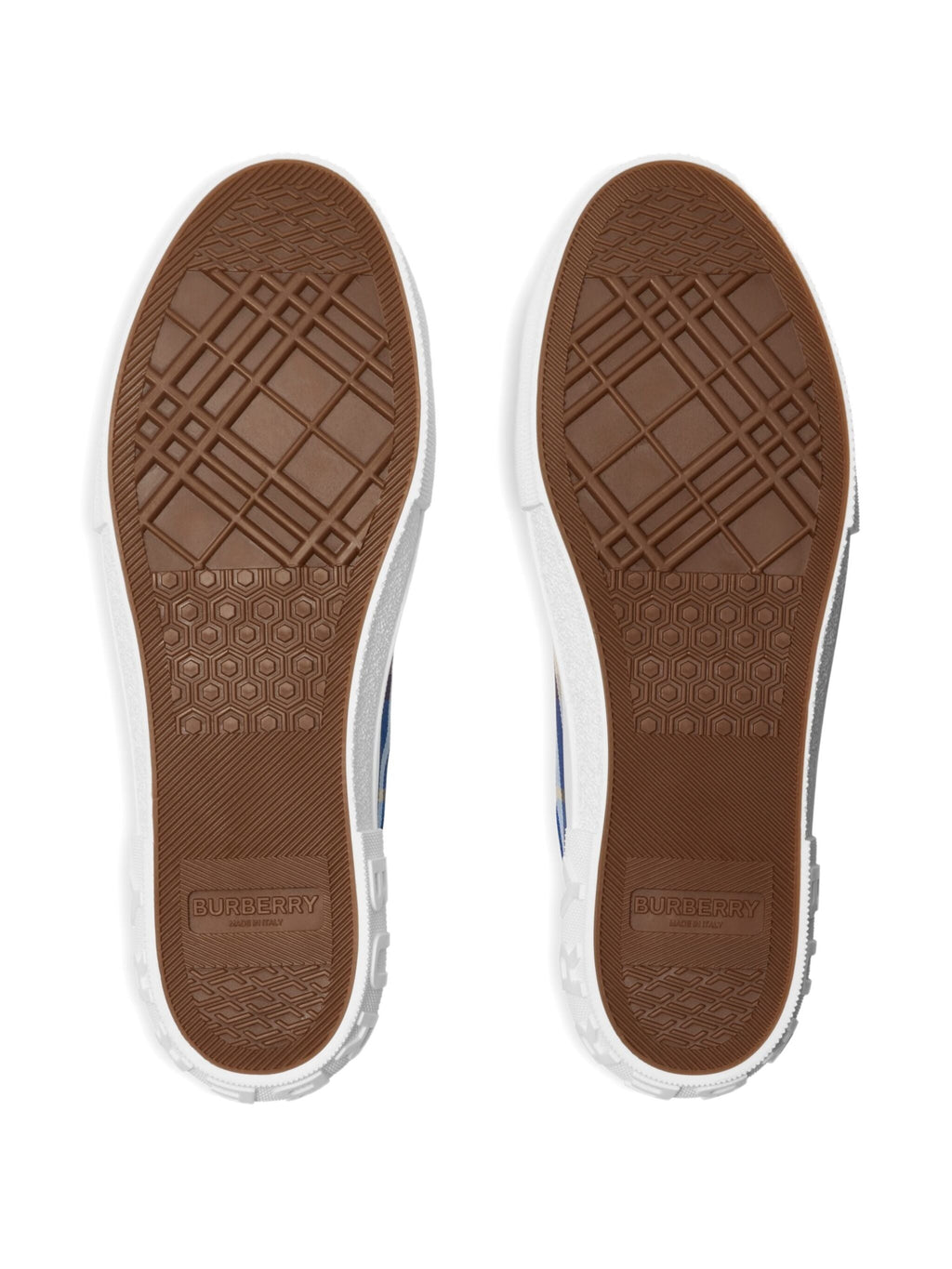 BURBERRY Stylish Cotton Sneakers with Blue Check Pattern for Men Banlieue91