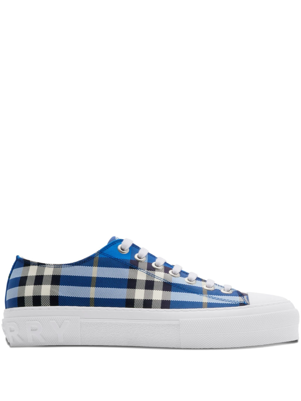 BURBERRY Stylish Cotton Sneakers with Blue Check Pattern for Men Banlieue91