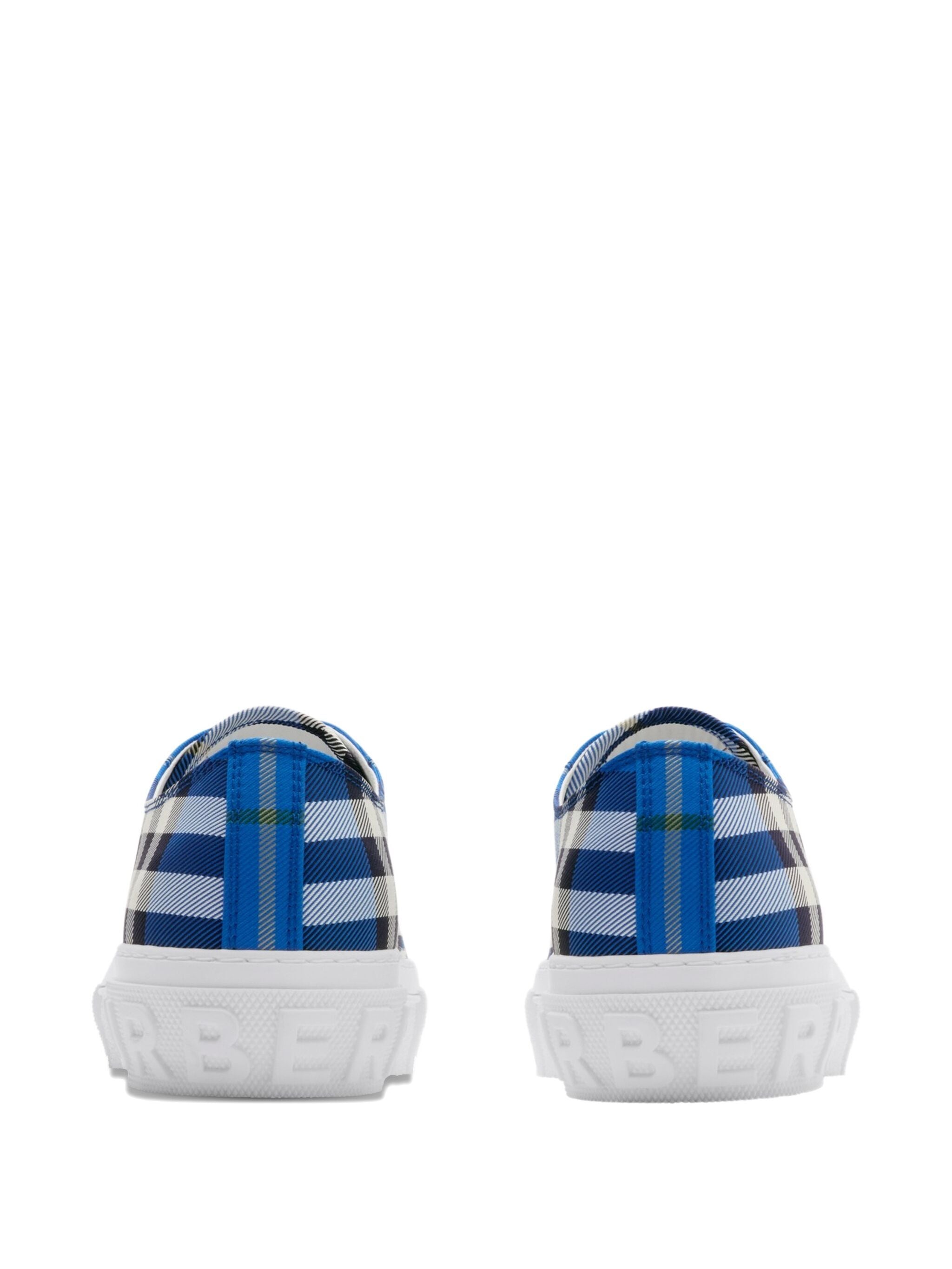 BURBERRY Stylish Cotton Sneakers with Blue Check Pattern for Men Banlieue91