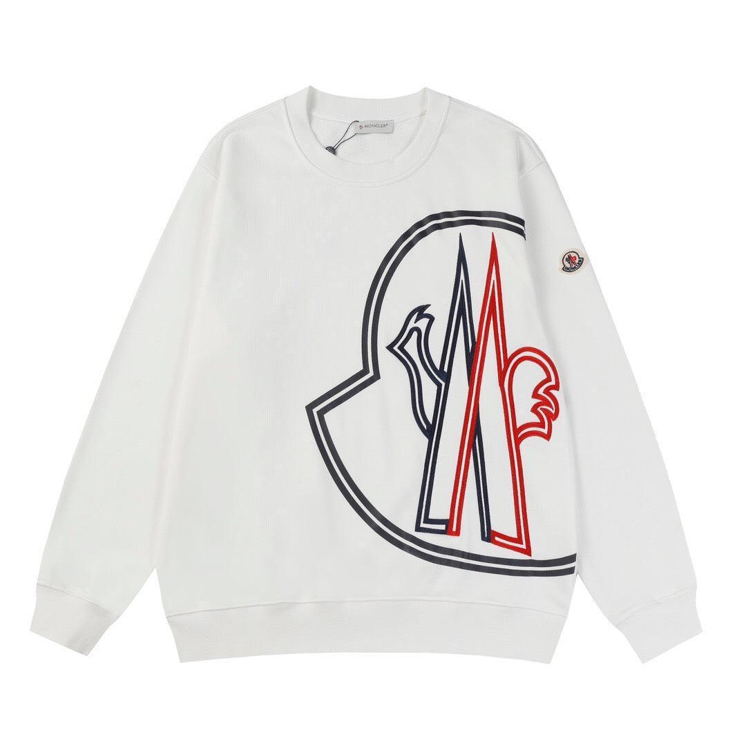 Moncler Logo-Embroidered Printed Cotton Jersey Sweatshirt White Banlieue91