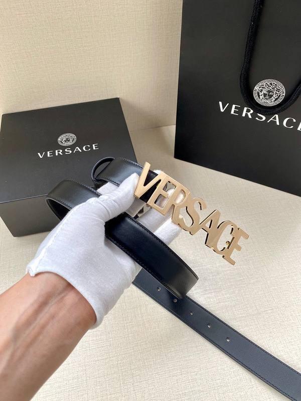Versace Women's Leather Logo Decorated Buckle Belt Banlieue91