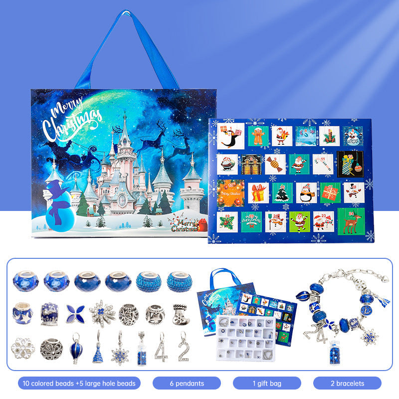 DIY creative children's bracelet jewelry 24-grid calendar Christmas holiday surprise blind box silver set V.I.P Digital Presence
