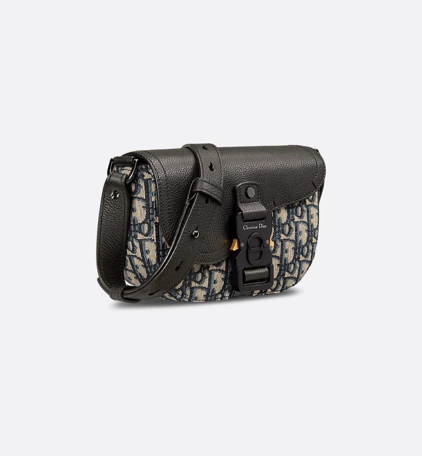 Mini Saddle Messenger Bag with Flap Black Dior Oblique Jacquard and Black Grained Calfskin Banlieue91