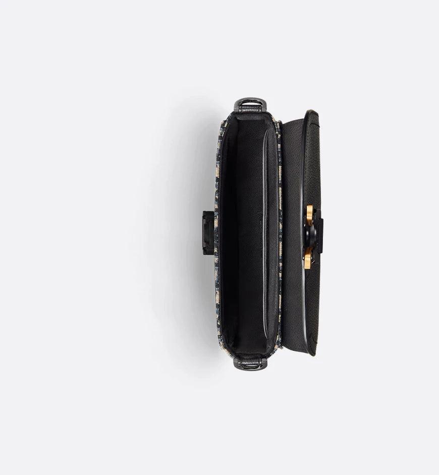 Mini Saddle Messenger Bag with Flap Black Dior Oblique Jacquard and Black Grained Calfskin Banlieue91