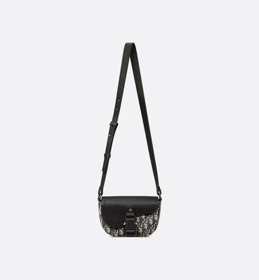 Mini Saddle Messenger Bag with Flap Black Dior Oblique Jacquard and Black Grained Calfskin Banlieue91