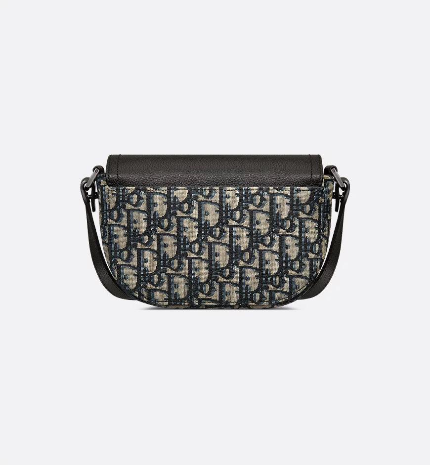 Mini Saddle Messenger Bag with Flap Black Dior Oblique Jacquard and Black Grained Calfskin Banlieue91
