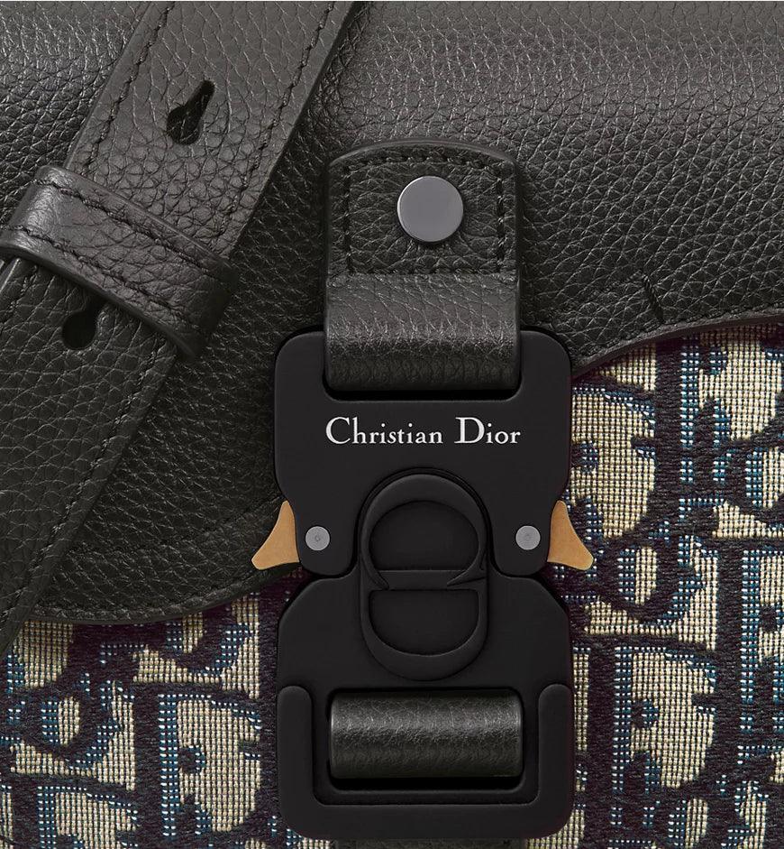 Mini Saddle Messenger Bag with Flap Black Dior Oblique Jacquard and Black Grained Calfskin Banlieue91