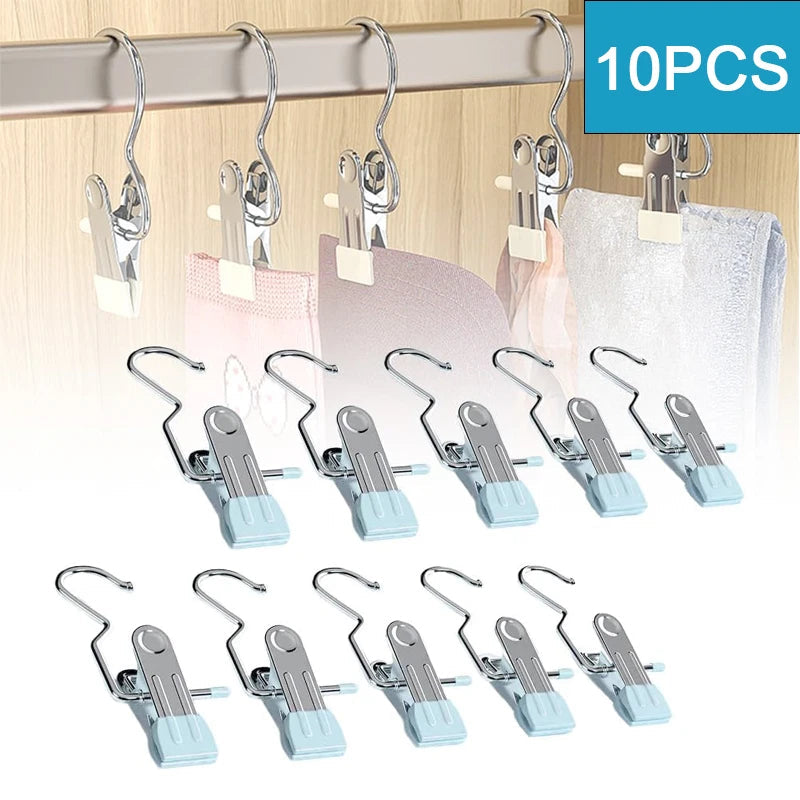 10pcs Stainless Steel Clothespins Laundry Clothes Pegs With Hook Portable Hanging Clothes Clip Wardrobe Clothes Organizer Hanger V.I.P Digital Presence