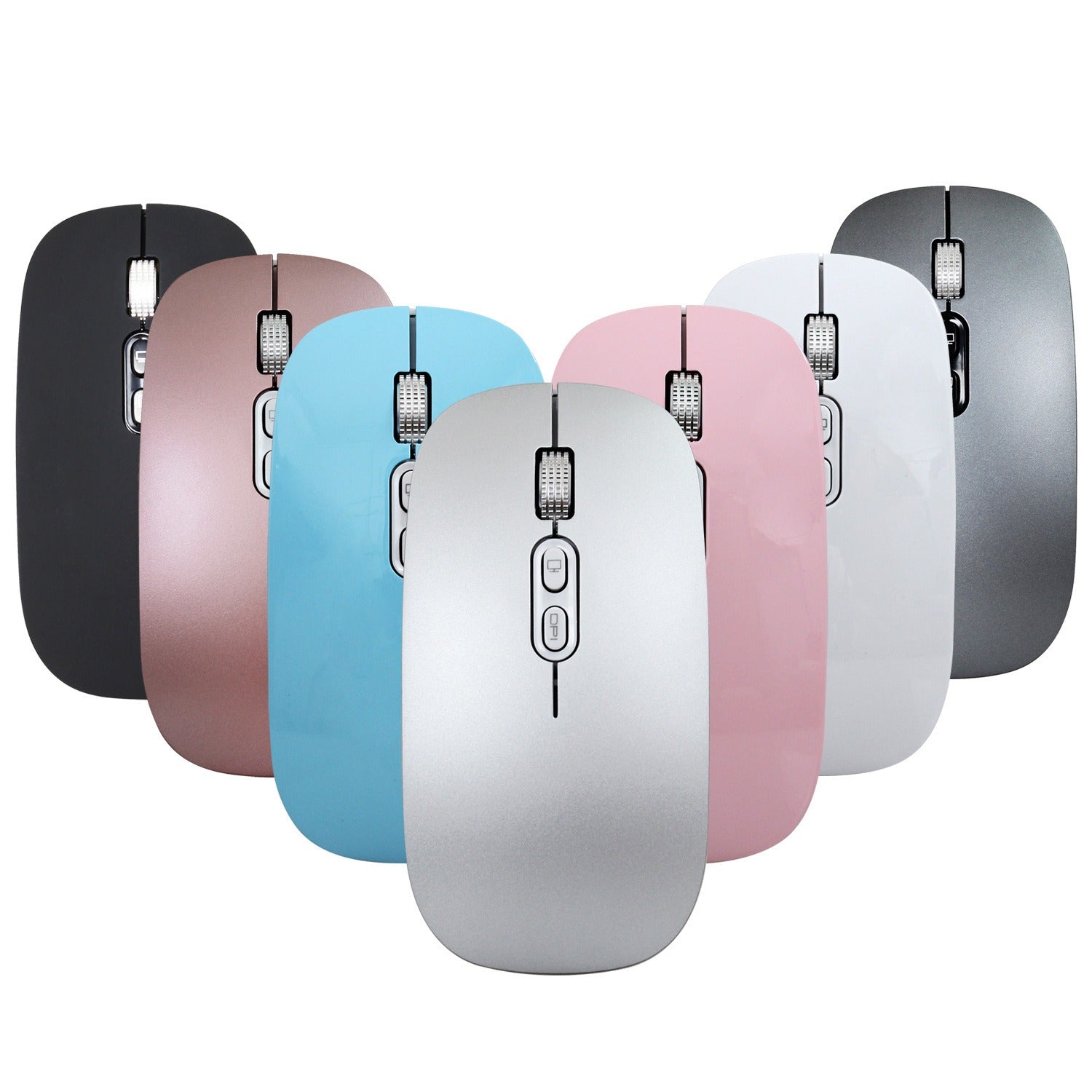 Rechargeable wireless mouse with 2.4G mute and one click return to desktop office mouse with built-in lithium battery