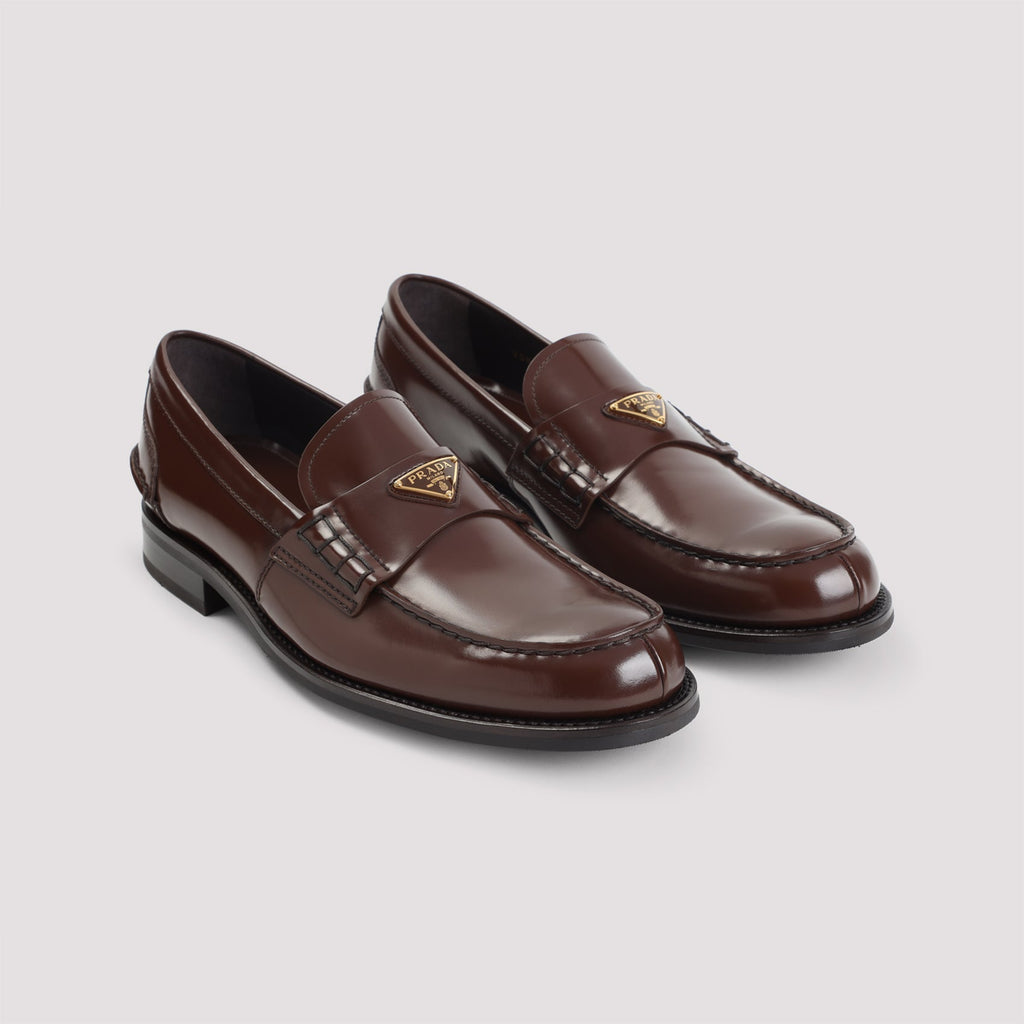 PRADA Shiny Leather Loafers for Men - FW25 Collection Banlieue91