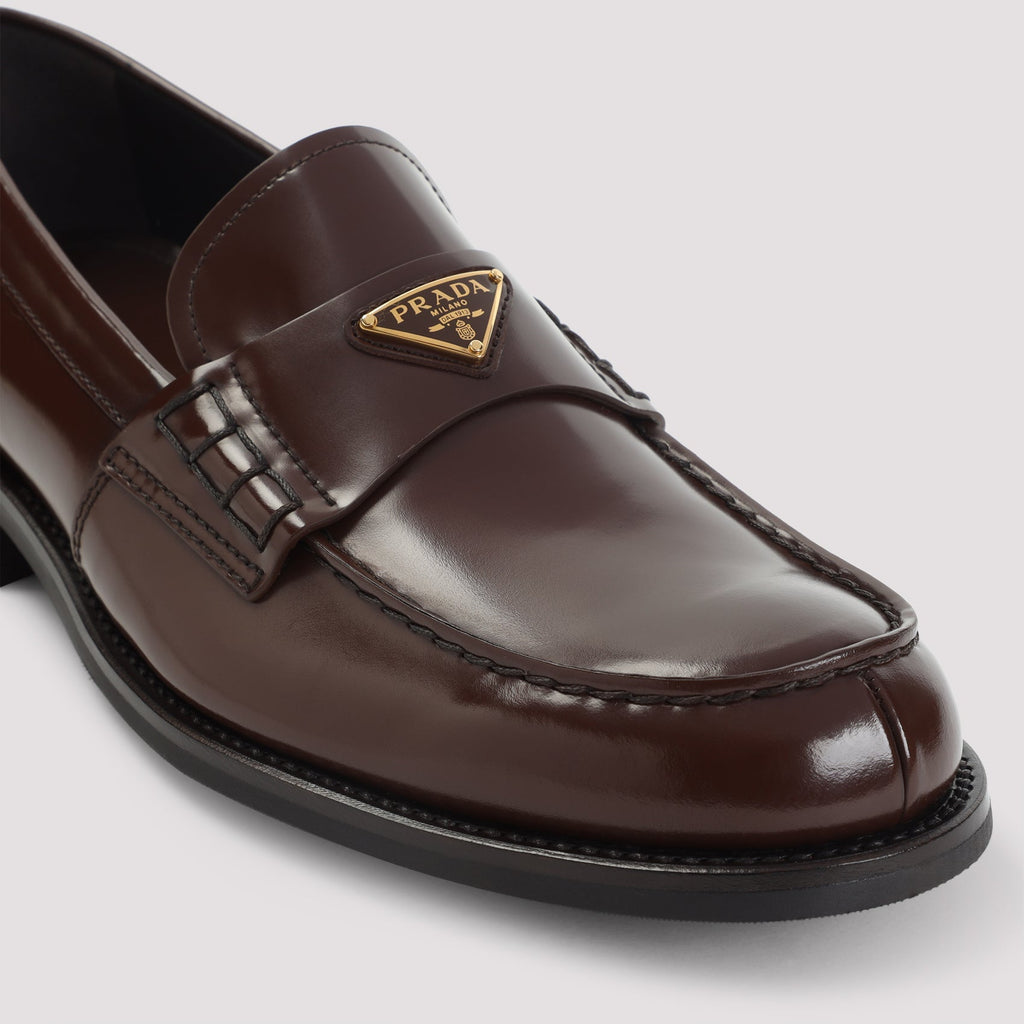 PRADA Shiny Leather Loafers for Men - FW25 Collection Banlieue91