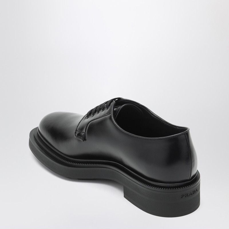 PRADA Lace-Up Derby Dress Shoes in Polished Leather Banlieue91