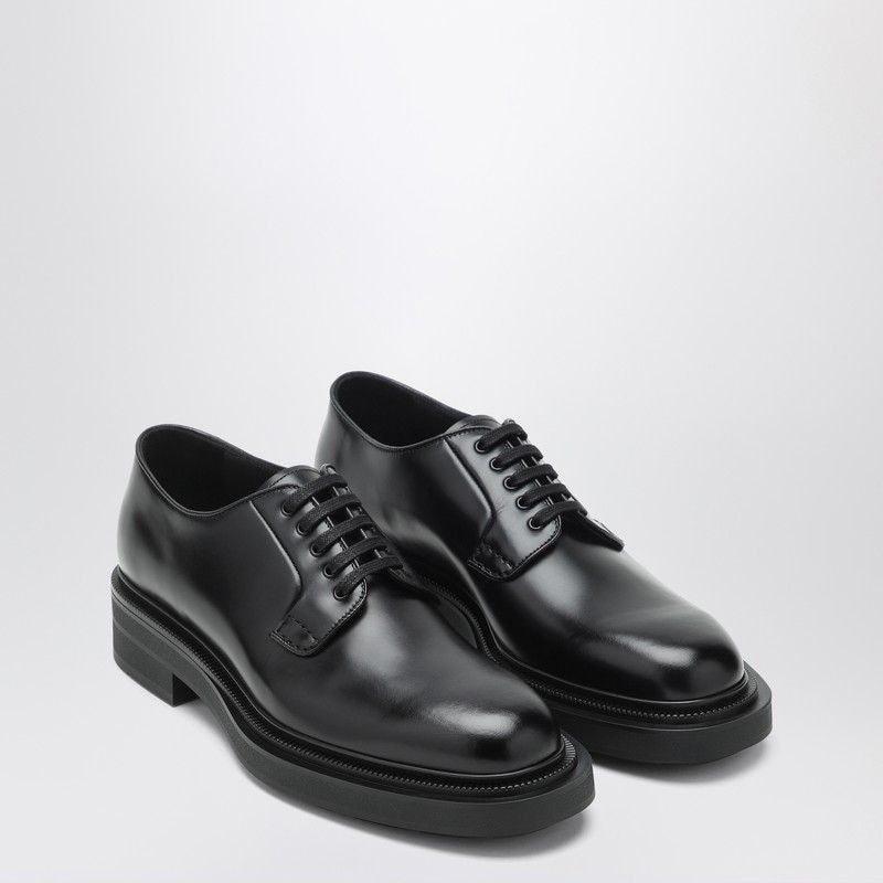 PRADA Lace-Up Derby Dress Shoes in Polished Leather Banlieue91