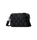 Christian Dior Zipped Pouch with Strap Black Coated Cotton Canvas with CD Diamond Print Banlieue91