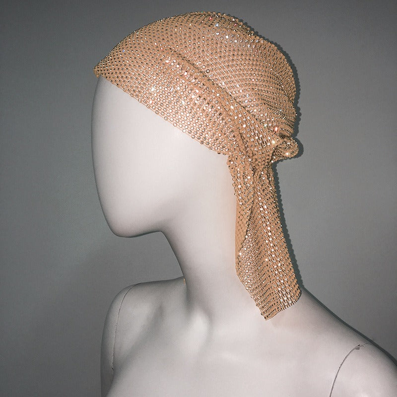 Mesh Rhinestone Elastic Hair Band Headband Outdoor Fashion Headwear Fishing Net Hat V.I.P Digital Presence