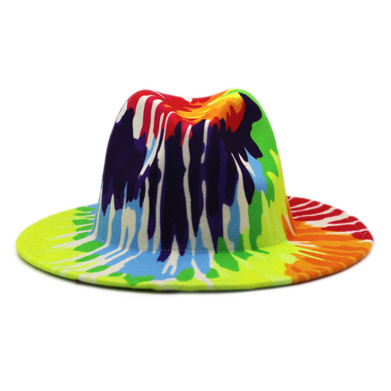 Beautiful Two Tone Luxury Fedora Hat Men's and Women's Hat Unique Retro Design Men's Fedoras Hat Colorful Fedoras Jazz Cap Elegant Soft Hat Wide Brim Party Hats 56-58CM Stevvex