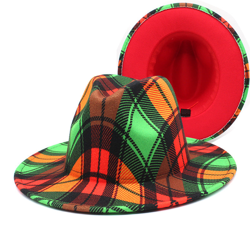 Beautiful Two Tone Luxury Fedora Hat Men's and Women's Hat Unique Retro Design Men's Fedoras Hat Colorful Fedoras Jazz Cap Elegant Soft Hat Wide Brim Party Hats 56-58CM Stevvex