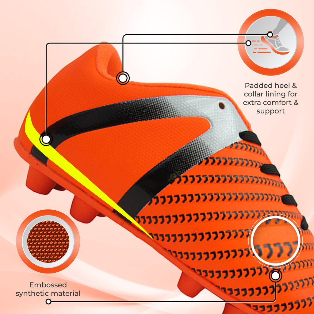 Vizari Impact Firm Ground Soccer Shoes – Orange/Silver Vizari Sports
