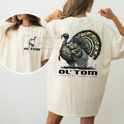 "Ol' Tom" Turkey Hunting 2-Sided T-Shirt – Vintage Strutting Gobbler Back Graphic, Premium 100% Cotton Wild Turkey Hunting Top, Soft Lived-In Heavyweight Outdoorsman Apparel, Made in USA Pasimax