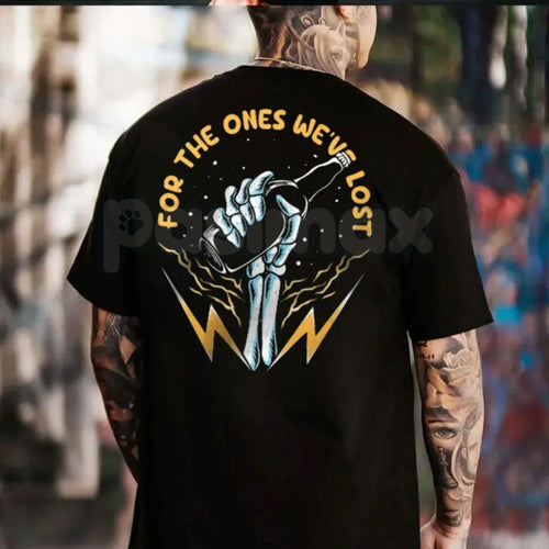 "For The Ones We've Lost" Memorial T-Shirt - In Loving Memory Back Print Graphic Tee, Premium 100% Cotton Remembrance Top, Sympathy Gift for Grieving, Respectful Legacy Tribute Shirt, Soft Lived-In Heavyweight Commemorative Apparel Pasimax