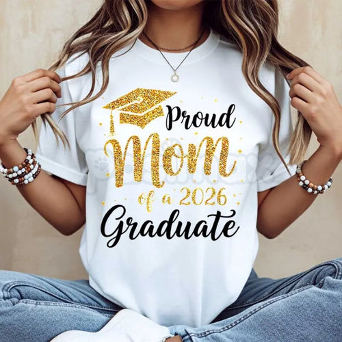 "Proud Mom of a 2026 Graduate" T-Shirt – Graduation Cap & Tassel Graphic Tee, Premium 100% Cotton Senior Mom Top, Soft Lived-In Heavyweight Milestone Shirt, Made in USA Pasimax