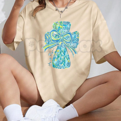 "He Is Risen" Christian Graphic Tee – Easter Resurrection Sunday T-Shirt, Premium 100% Cotton Faith-Based Top, Victory Over The Grave Gospel Shirt, Made in USA Pasimax