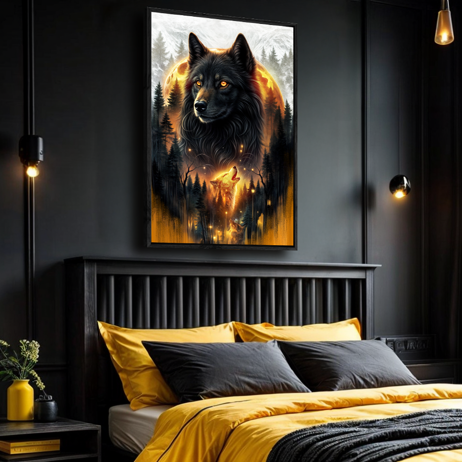 Eclipse of the Alpha Wolf Wall Art Tailored Canvases
