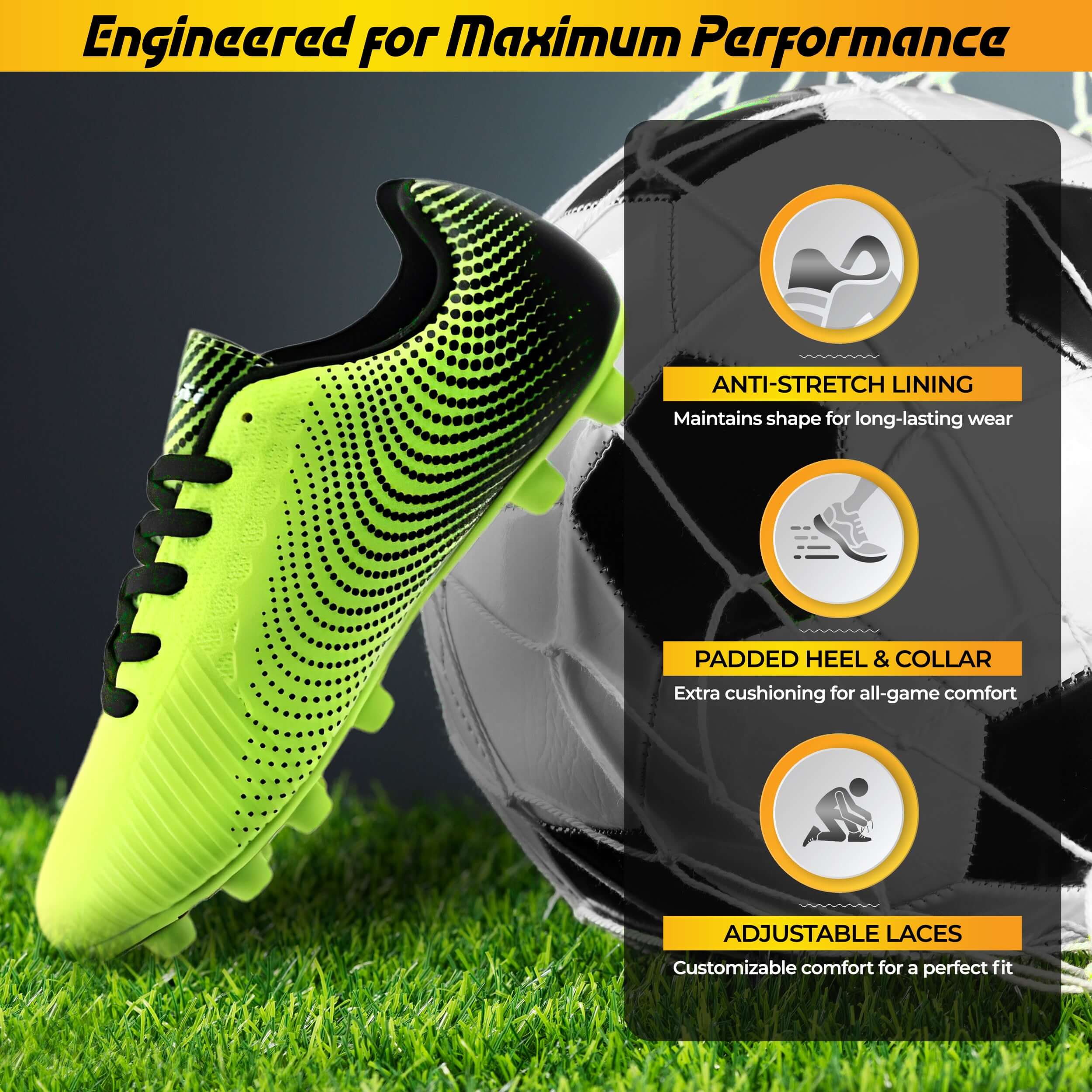 Stealth Firm Ground Soccer Shoes -Green/Black Vizari Sports