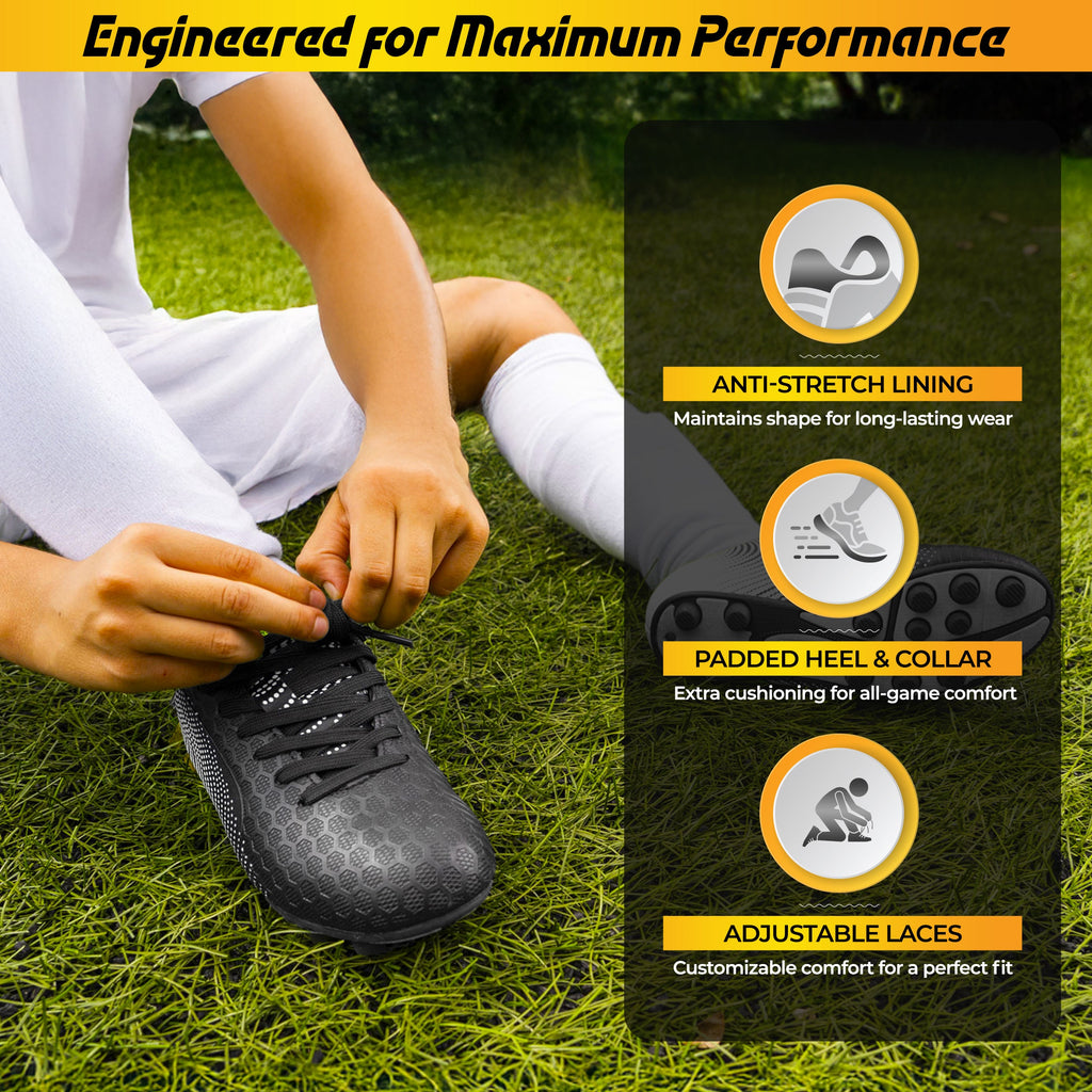 Vizari Youth Stealth Firm Ground Soccer Shoes – Black/White Vizari Sports