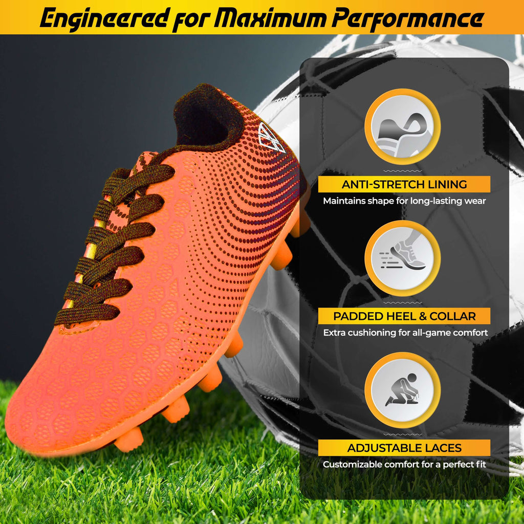 Stealth Firm Ground Soccer Shoes -Orange/Black Vizari Sports