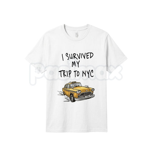 "I Survived My Trip To NYC" Funny T-Shirt – Retro New York City Souvenir Graphic Tee, Premium 100% Cotton Sarcastic Travel Top, Soft Lived-In Heavyweight Urban Humor, Made in USA Pasimax