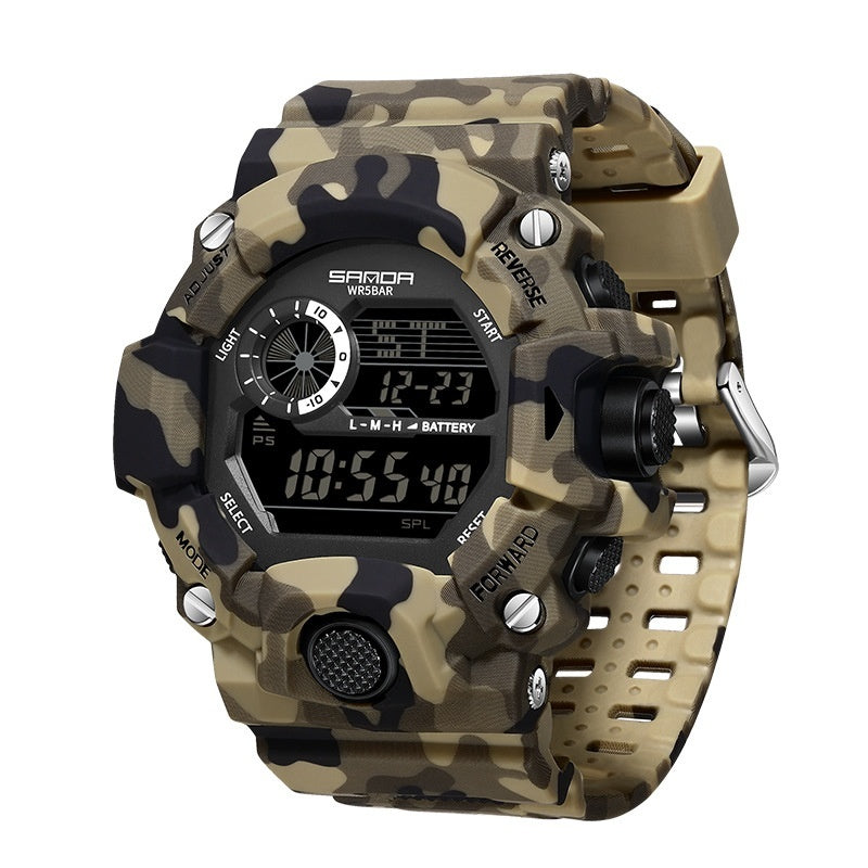 Shock Military Army Mens Watch In Camouflage  Style With LED Digital Back Light With Luminous  Effect Stevvex